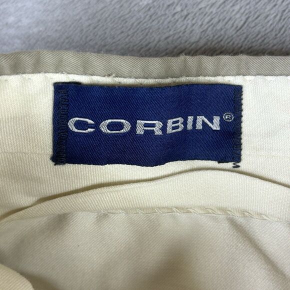 Corbin Pants Mens 32x34 Tan Pleated Straight Leg Slash Pocket‎ Career Business - Picture 3 of 12